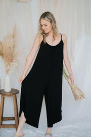 textured flared jumpsuit