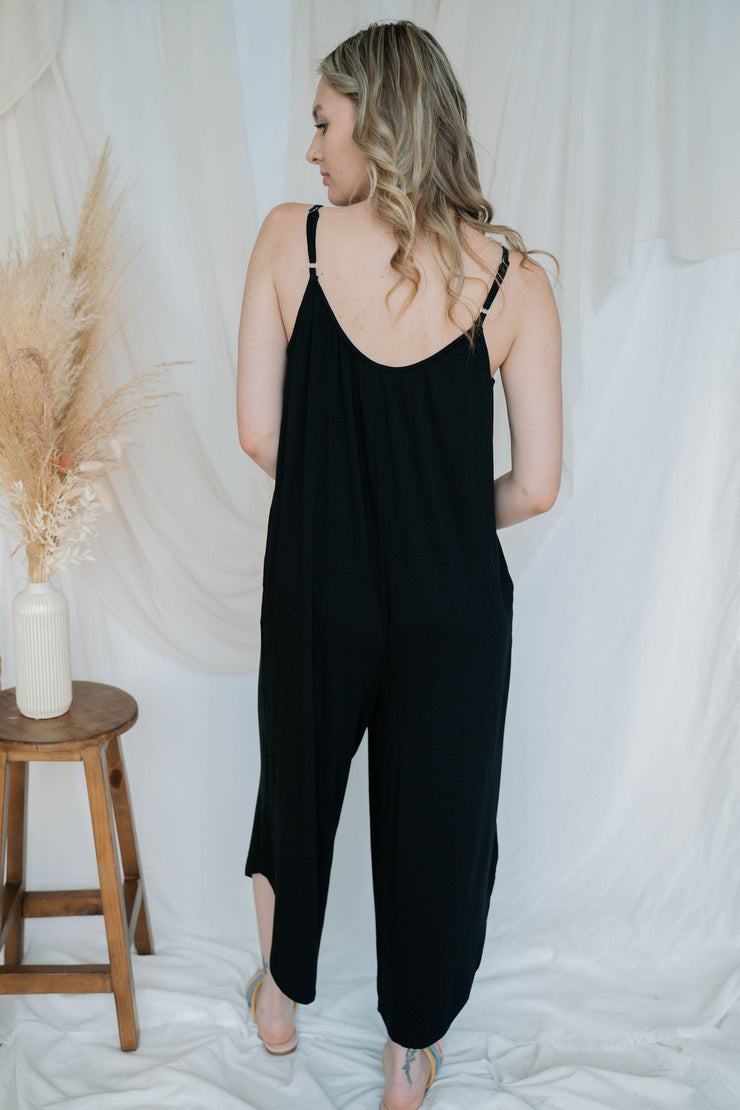 textured flared jumpsuit