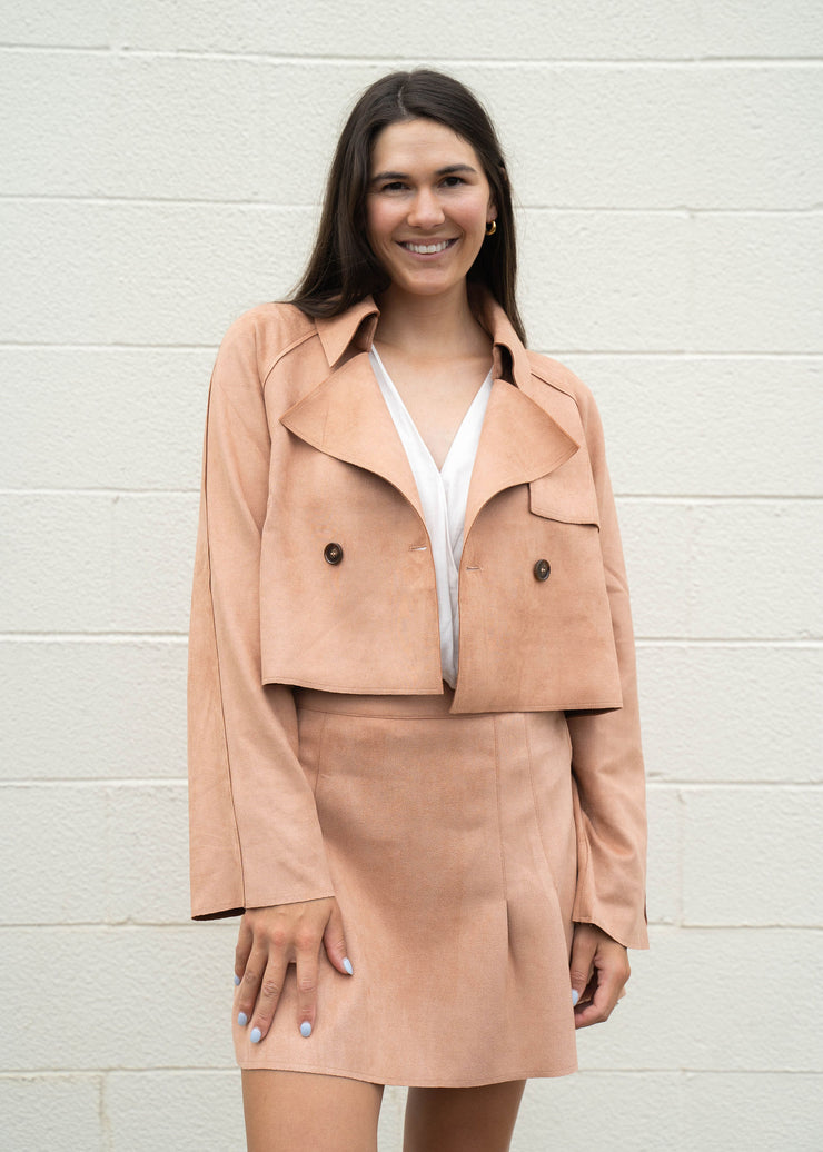 nurture suede cropped trench