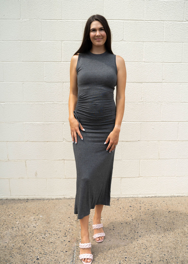 time alone side ruched maxi