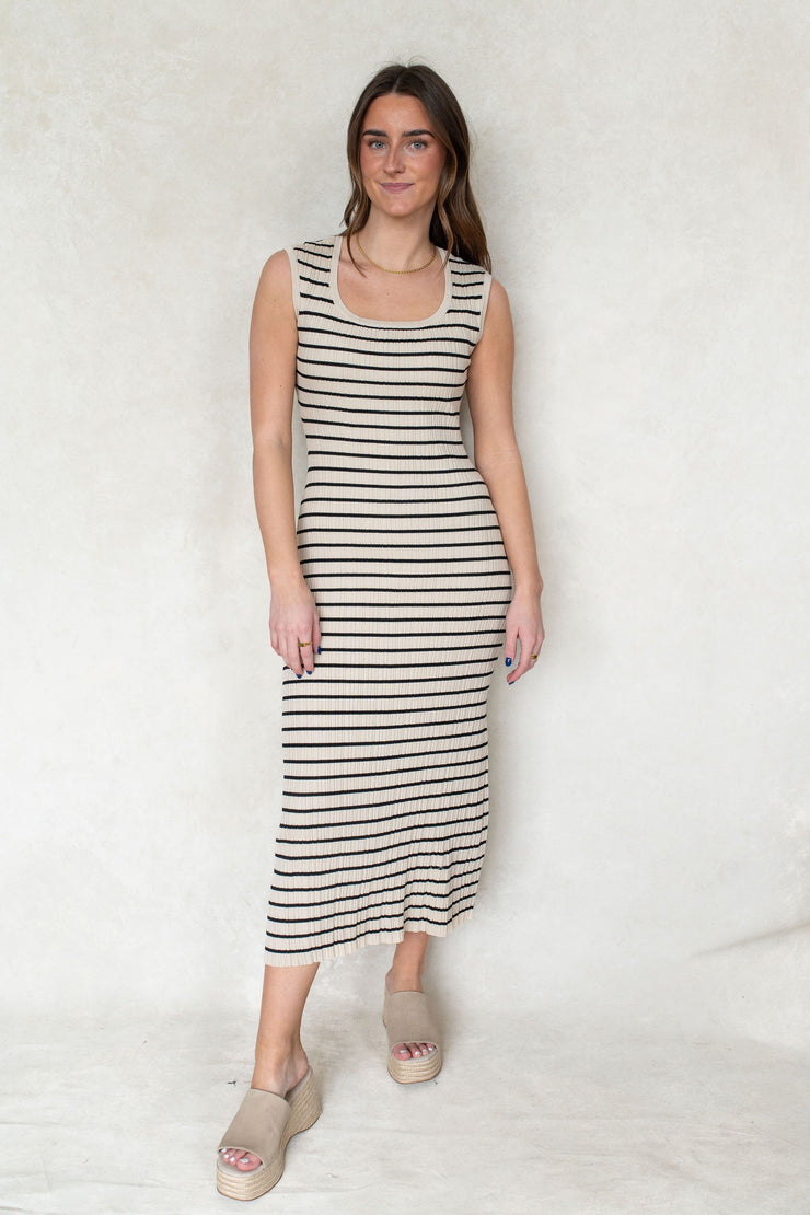 gisele stripe midi dress