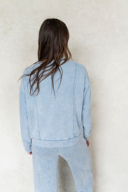 lax knit denim sweatshirt