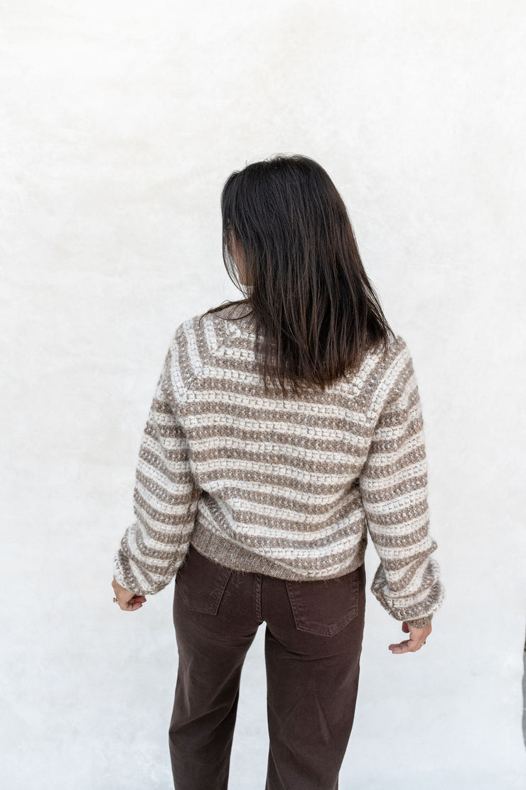 este metallic stripe cardigan