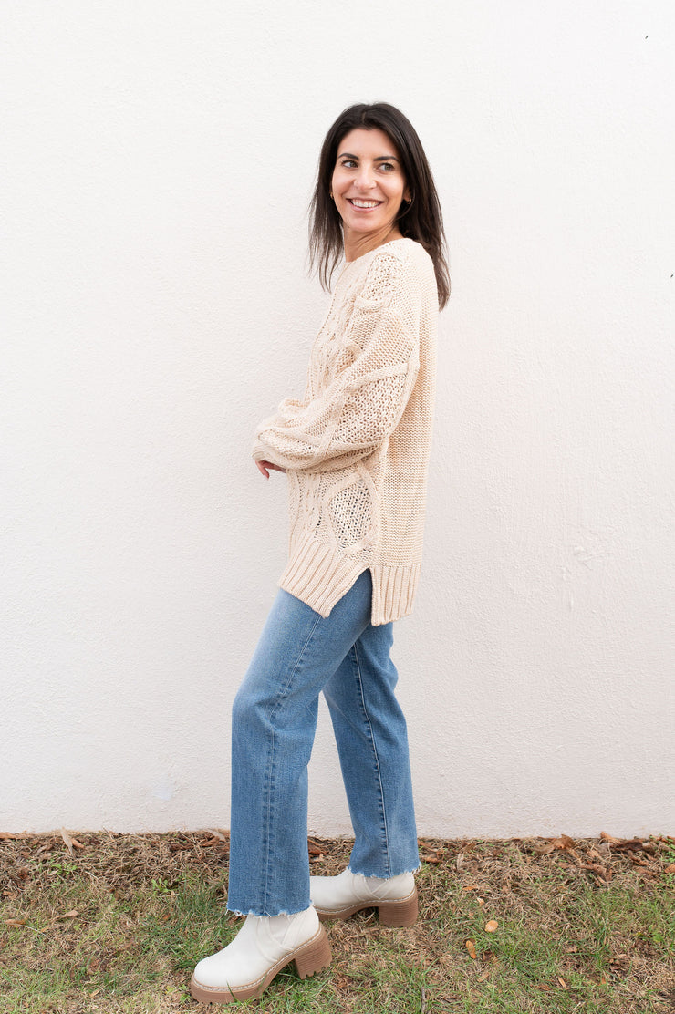 cedar cable knit sweater