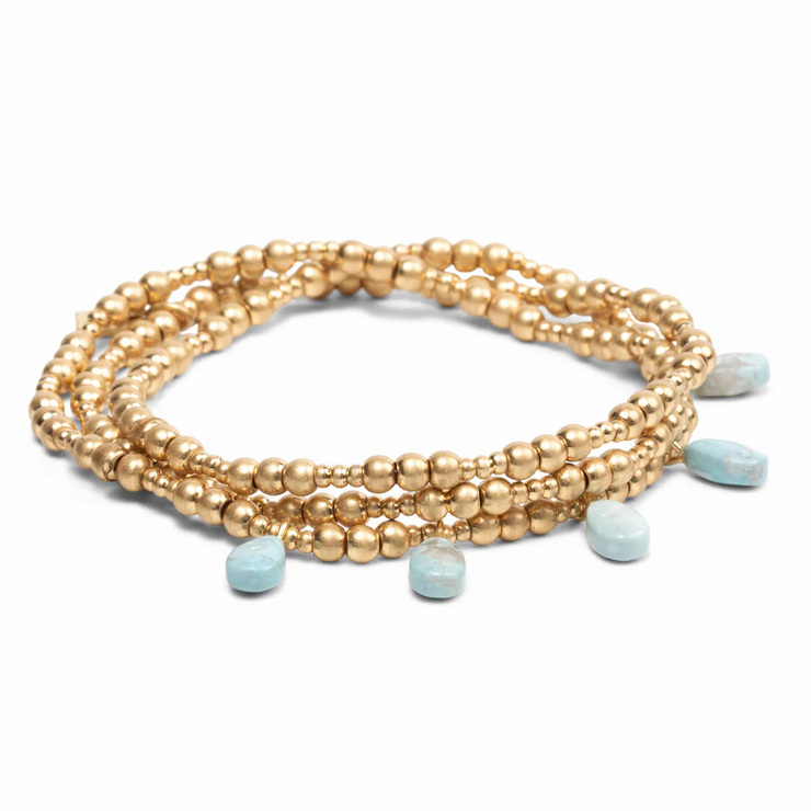 timeless metal wrap bracelet | blue howlite + gold