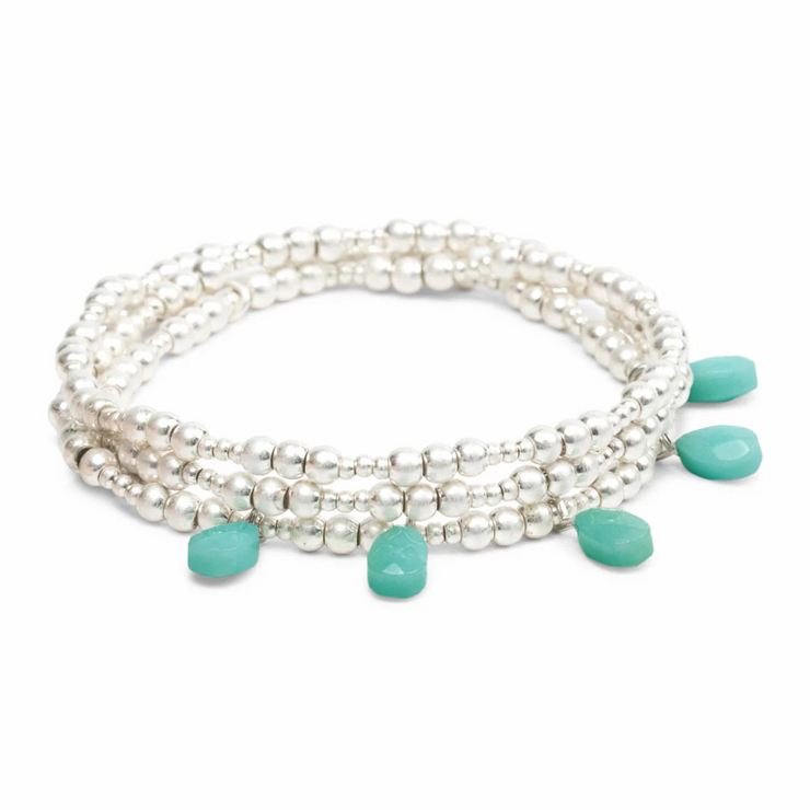 timeless metal wrap bracelet | turquoise + silver