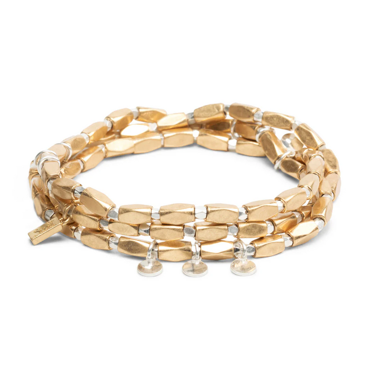 iconic metal wrap bracelet | disc + gold/silver