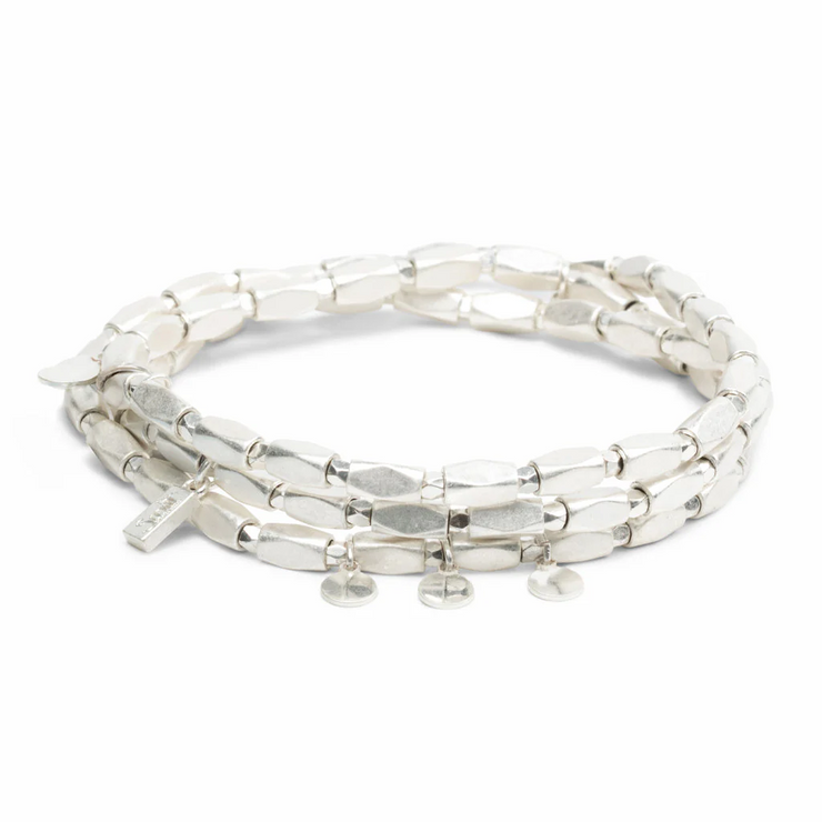 iconic metal wrap bracelet | disc + silver