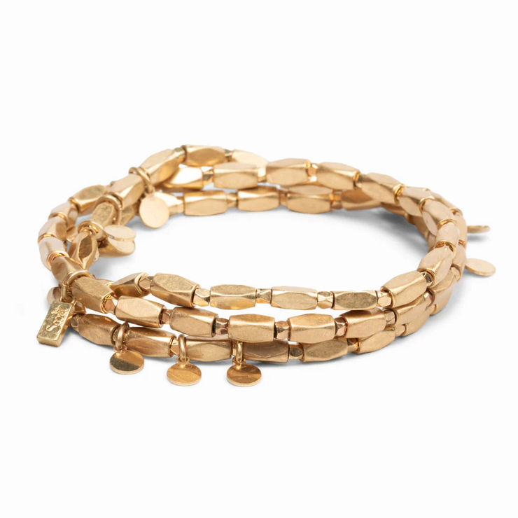 iconic metal wrap bracelet | disc + gold