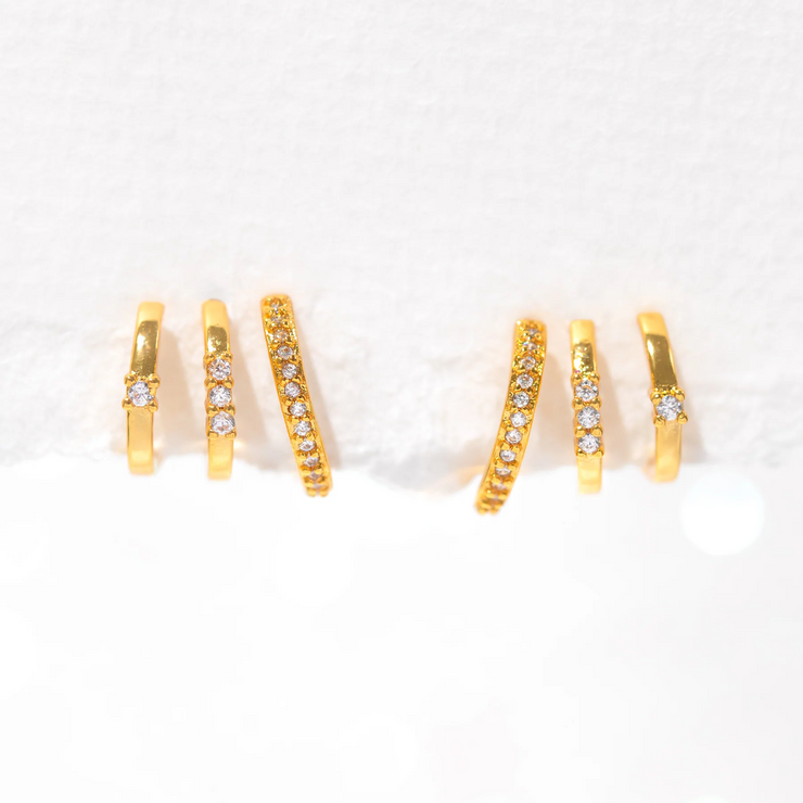 golden halo triple hoops