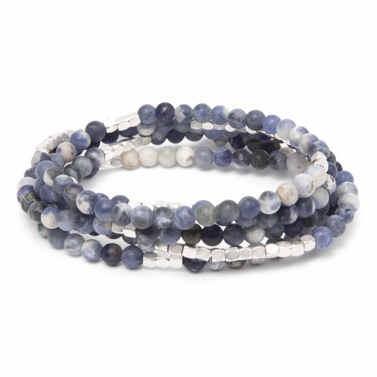 stone wrap bracelet + necklace | sodalite + silver